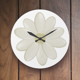 Modern Ivory Daisy Flower Kitchen Clock Große Wanduhr