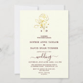 Modern Ivory Deep Burgundy Monogram Wedding Einladung (Vorderseite)