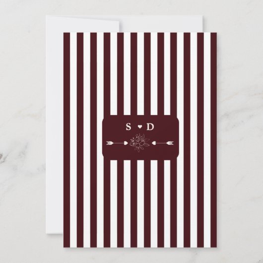 Modern Ivory Deep Burgundy Monogram Wedding Einladung (Rückseite)