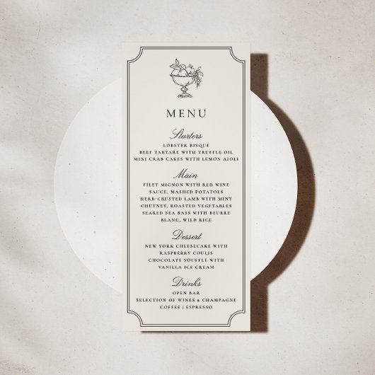 Modern Ivory Double Frame Elegant Wedding Menu Einladung