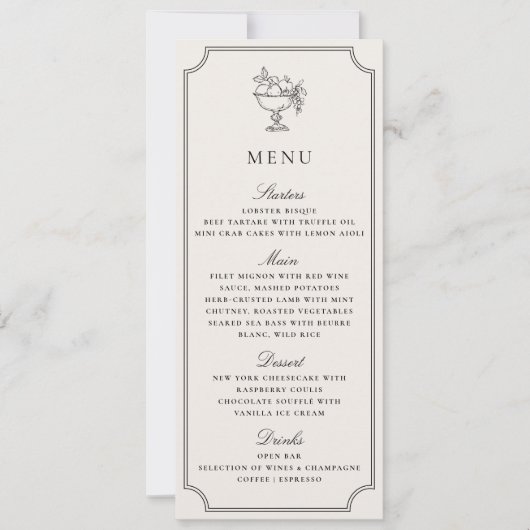 Modern Ivory Double Frame Elegant Wedding Menu Einladung (Vorderseite)
