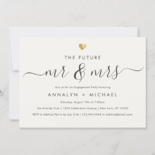 Modern Ivory Future Mr. and Mrs Engagement Party Einladung