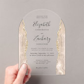 Modern Ivory Gold Agate Wedding Arch Acryleinladungen (Insitu (Handheld))