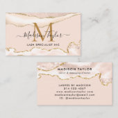 Modern Ivory Gold Glitzer Marble Agate Monogram Visitenkarte (Vorne/Hinten)