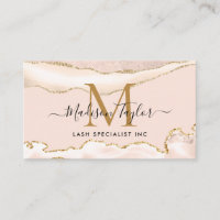 Modern Ivory Gold Glitzer Marble Agate Monogram