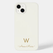 Modern Ivory Gold Script Monogram Case-Mate iPhone Hülle (Rückseite)