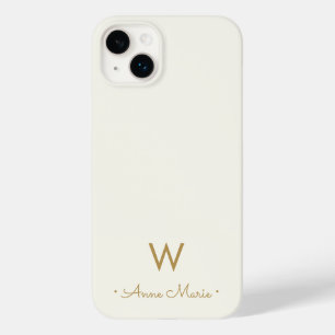 Modern Ivory Gold Script Monogram Case-Mate iPhone 14 Plus Hülle