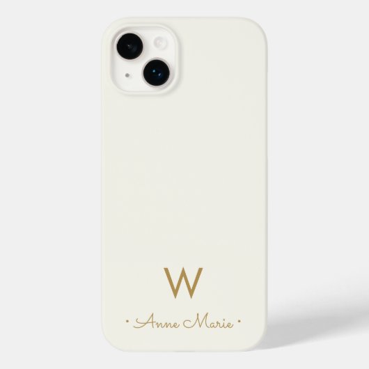 Modern Ivory Gold Script Monogram Case-Mate iPhone Hülle (Rückseite)