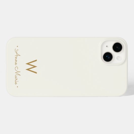 Modern Ivory Gold Script Monogram Case-Mate iPhone Hülle (Rückseite (Horizontal))