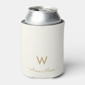 Modern Ivory Gold Script Monogram Dosenkühler (Kanne Vorderseite)