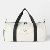 Modern Ivory Gold Script Monogram Duffle Bag (Rückseite)