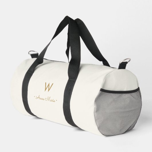 Modern Ivory Gold Script Monogram Duffle Bag (Rechte Ecke)
