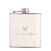 Modern Ivory Gold Script Monogram Flachmann (Vorderseite)