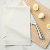 Modern Ivory Gold Script Monogram Geschirrtuch (Viertel Falte)