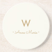 Modern Ivory Gold Script Monogram Getränkeuntersetzer (Vorne)