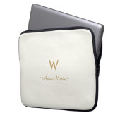 Modern Ivory Gold Script Monogram Laptopschutzhülle (Vorderseite Links)