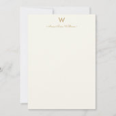 Modern Ivory Gold Script Monogram Mitteilungskarte (Vorderseite)