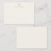 Modern Ivory Gold Script Monogram Mitteilungskarte (Vorne/Hinten)
