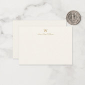 Modern Ivory Gold Script Monogram Mitteilungskarte (Vorderseite/Rückseite Beispiel)