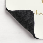 Modern Ivory Gold Script Monogram Mousepad (Ecke)