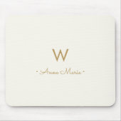 Modern Ivory Gold Script Monogram Mousepad (Vorne)
