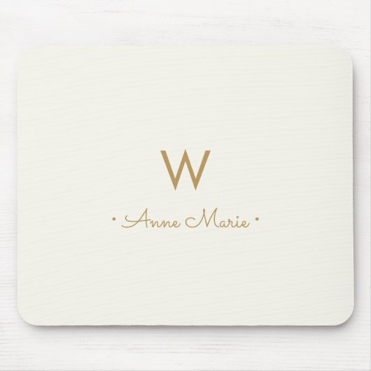 Modern Ivory Gold Script Monogram Mousepad (Vorne)