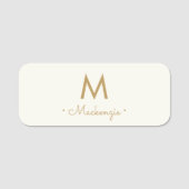 Modern Ivory Gold Script Monogram Namensschild (Vorderseite)