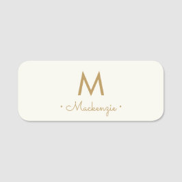 Modern Ivory Gold Script Monogram Namensschild