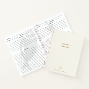 Modern Ivory Gold Script Monogram Notizblock