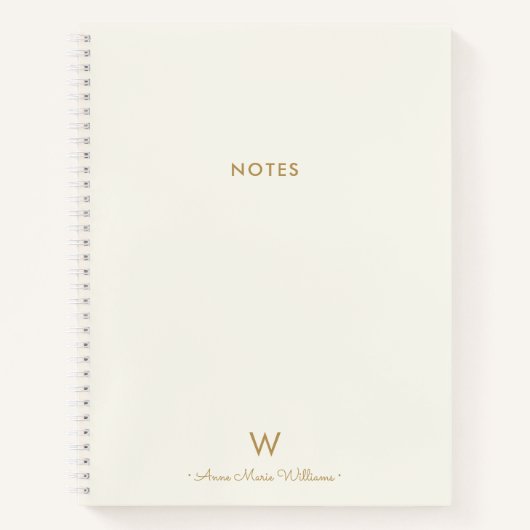 Modern Ivory Gold Script Monogram Notizblock (Vorderseite)