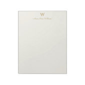 Modern Ivory Gold Script Monogram Notizblock (Rotiert)