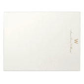 Modern Ivory Gold Script Monogram Notizblock (Vorderseite)