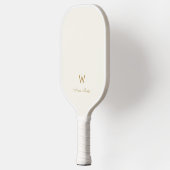 Modern Ivory Gold Script Monogram Pickleball Schläger (Links)