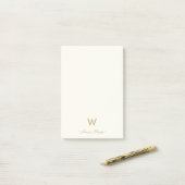 Modern Ivory Gold Script Monogram Post-it Klebezettel (Auf Schreibtisch)