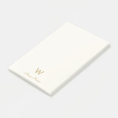 Modern Ivory Gold Script Monogram Post-it Klebezettel (angewinkelt)