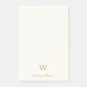 Modern Ivory Gold Script Monogram Post-it Klebezettel (Vorderseite)
