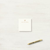 Modern Ivory Gold Script Monogram Post-it Klebezettel (Auf Schreibtisch)