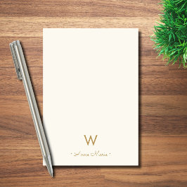 Modern Ivory Gold Script Monogram Post-it Klebezettel