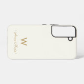 Modern Ivory Gold Script Monogram Samsung Galaxy Hülle (Rückseite (Horizontal))