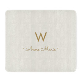 Modern Ivory Gold Script Monogram Schneidebrett