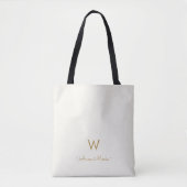 Modern Ivory Gold Script Monogram Tasche (Vorderseite)