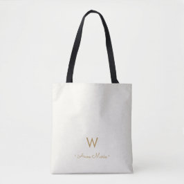 Modern Ivory Gold Script Monogram Tasche