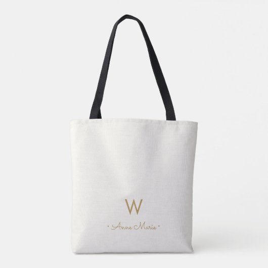 Modern Ivory Gold Script Monogram Tasche (Rückseite)