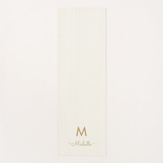 Modern Ivory Gold Script Monogram Yogamatte (Vorderseite)