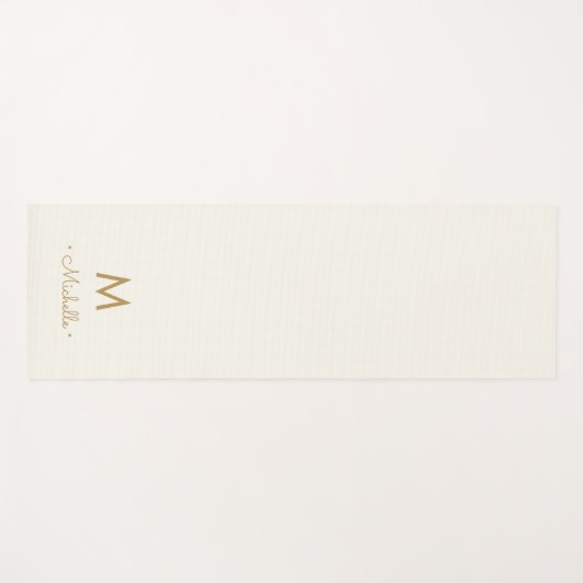 Modern Ivory Gold Script Monogram Yogamatte (Vorderseite (Horizontal))