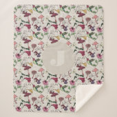 Modern Ivory Hummingbird Flowers Leaves Sherpadecke (Vorderseite)