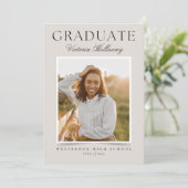 Modern Ivory One Photo Graduation Announcement Einladung (Stehend Vorderseite)
