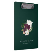 Modern Ivory Plum Floral Bouquet Emerald Klemmbrett (Rechts)
