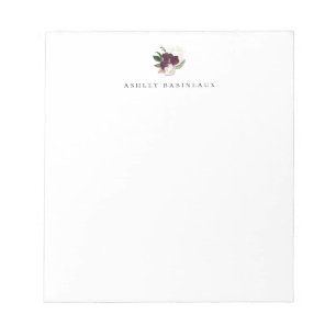 Modern Ivory Plum Floral Bouquet Notizblock
