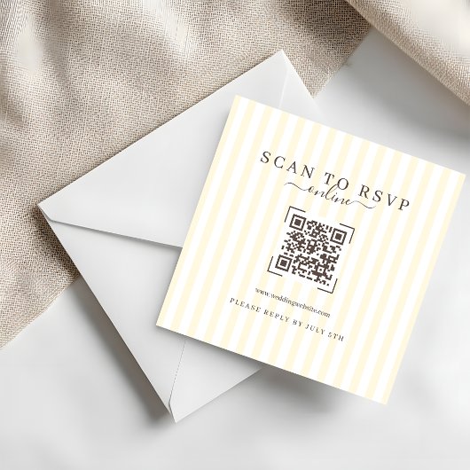 Modern Ivory QR Code Wedding Online RSVP Mitteilungskarte